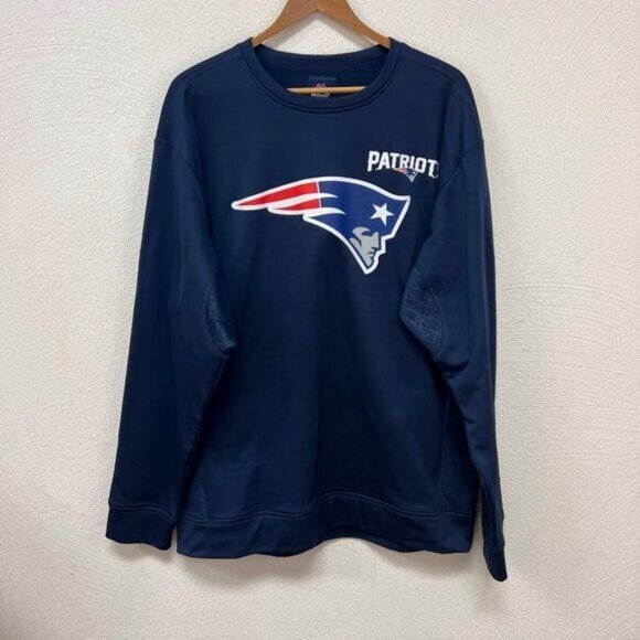 Majestic Men's NFL New England Patriots Logo Crewneck Sweatshirt Size XL - Picture 1 of 4